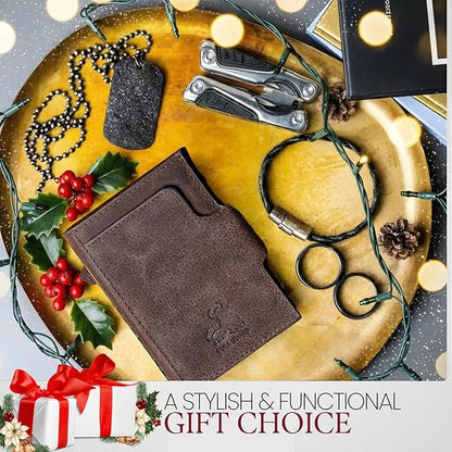 BULL GUARD Trifold RFID Blocking Front Pocket Wallet for Men, Secure Card Slots & Coin Pocket, Durable Full Grain Leather Craftmanship in Crazy Horse