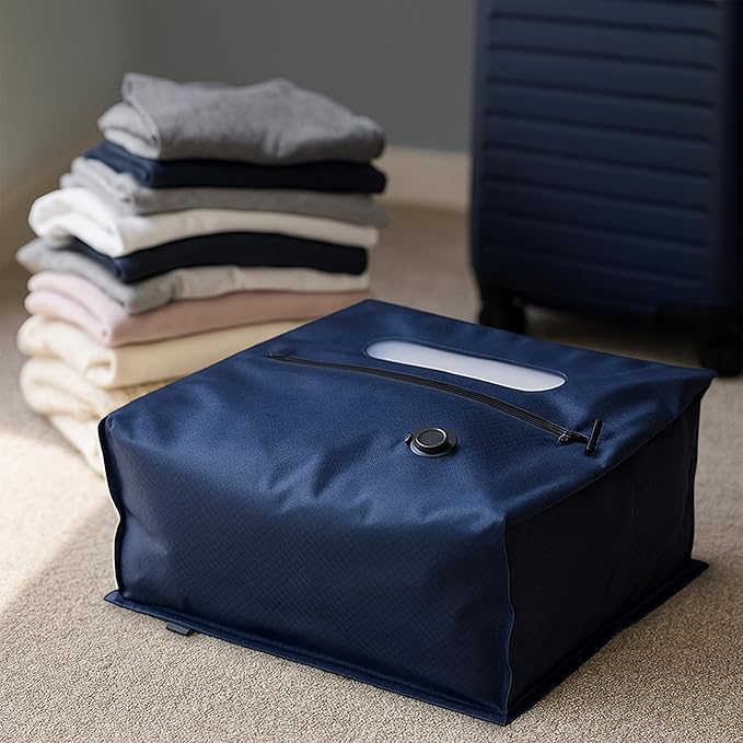 Vacuum Seal Bags for Clothing Travel - TSA Compliant Airless PacPro 48L, Carry-On Compression Packing Cubes for Luggage and Backpacks, Pump-free Air Valve (Large, Set of 2)