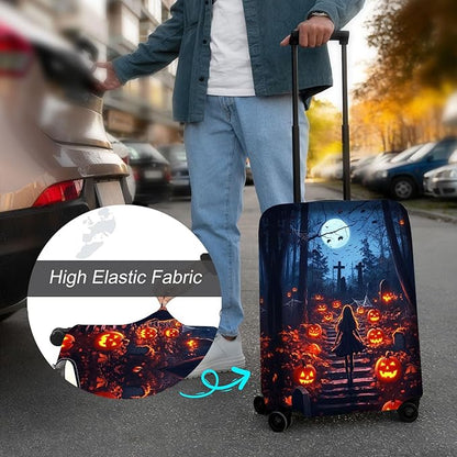 Luggage Cover Protector for 26-28 Inch Suitcases, TSA Approved Elastic Travel Suitcase Covers, Anti-Scratch Washable Luggage Sleeve for Carry On & Checked Bags, Dark Forest