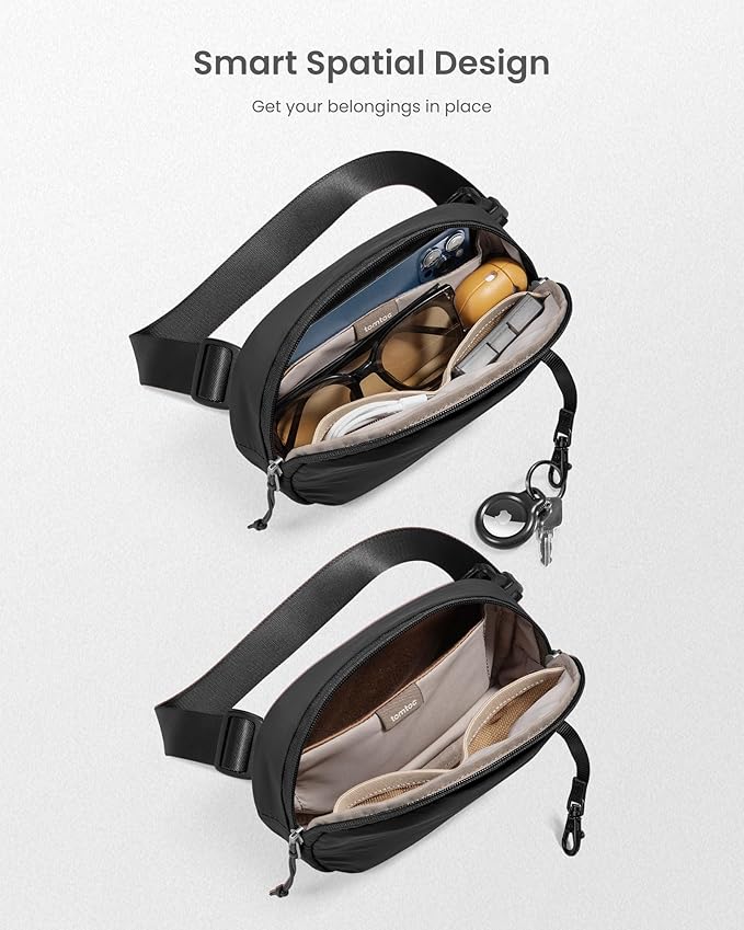 tomtoc Belt Bag with RFID Blocking, 1.5L Cross Body Fanny Pack for Women Men, Sling Waist Bags with Adjustable Strap for Travel Walk