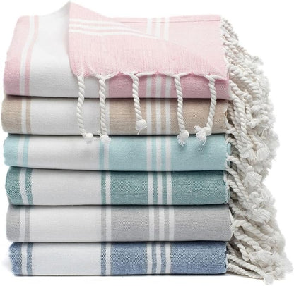 Cotton Turkish Beach Towel Towels Oversized 36"x72" Pool Absorbent Extra Large Quick Dry Sand Travel Towel (Mix, 6 Pack)