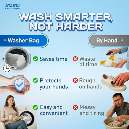 2-Pack Shoe Washing Machine Bag, 360° Deep Shoe Laundry Bag for Washer, Reusable Mesh Shoe Bag with Secure Zipper, Easy Clean Shoe Bag for Sneakers, Tennis Shoes & Gym Trainers