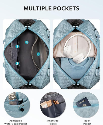 Weekend Bag | Personalized Monogram & Wet Pocket | Lady's Overnight Travel Carrier with Makeup Bag as Gift