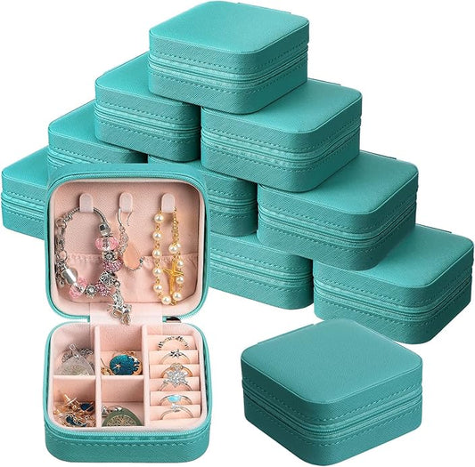 12 Pcs Small Jewelry Box Mini Travel Jewelry Case Bridesmaid Gift Pu Leather Jewelry Travel Organizer Small Jewelry Box Mini Storage Organizer Storage Box for Women Girls Bridesmaid Proposal Gift