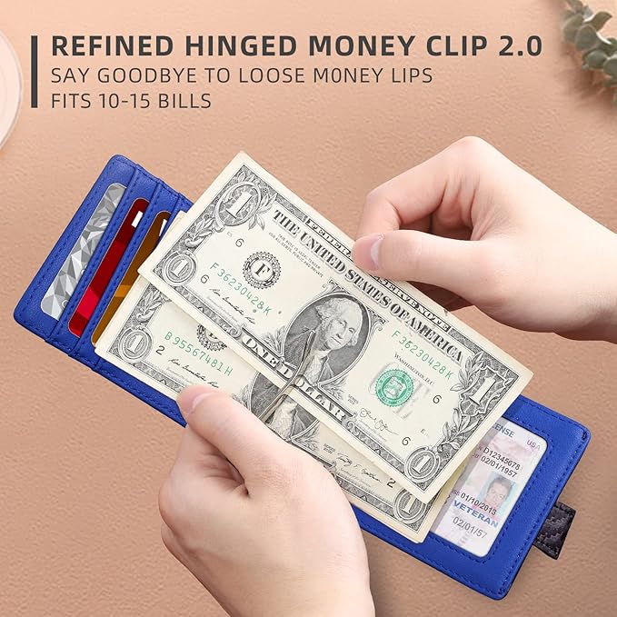 Zitahli Wallet for Men-6 Slots ID Window-Mens Wallets-Slim Wallet Classic Spring Money Clip RFID Blocking-Gift for Men