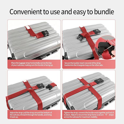 Luggage Straps, Wine-Red TSA-Approved Cross-Design Luggage Strap Belt with Customs Lock for Suitcases, 1-Pack Adjustable Heavy-Duty Cross Suitcase Straps with Name Tags for Travel and Carry-On Bags