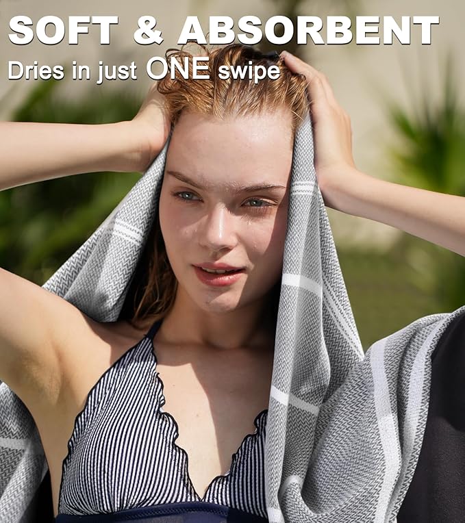 Turkish Beach Towels Vacation Essentials Quick Dry Sand Free Soft Absorbent Adult Oversized Bath Pool Swim Long Wide Stripe Towel Sound Cloud Linen Sandfree Chamois Mat Summer Thing Thin Travel