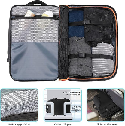 50L Carry on Travel Backpack, Expandable Airline Approved Backpacks with 3 Packing Cubes Fit 17.3 inch Laptop Suitcase backpack for Men Women(Black)