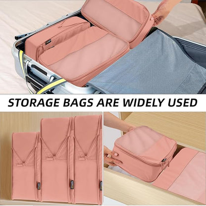 4 Piece Compression Packing Cubes for Suitcases and Backpack, Lightweight Travel Organizer Bags (Dusty Pink)