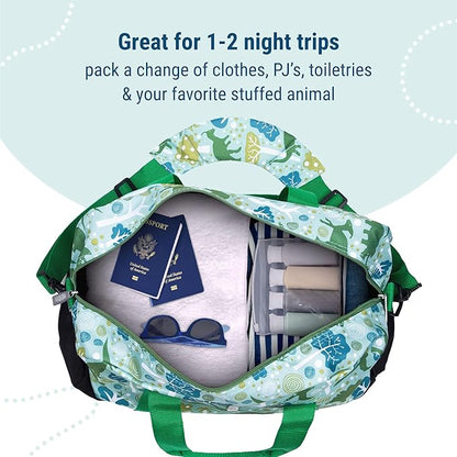 Wildkin Kids Overnighter Duffel Bag – Carry-On Size, Ideal for School & Sleepovers – Dinomite Dinosaurs