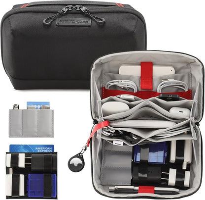 VanFn Electronics Travel Organizer Storage Bag, Accessory Handle Bag, Gadgets Pouch, USB Cable, Travel Friendly Electronics Organizer P.Travel Series