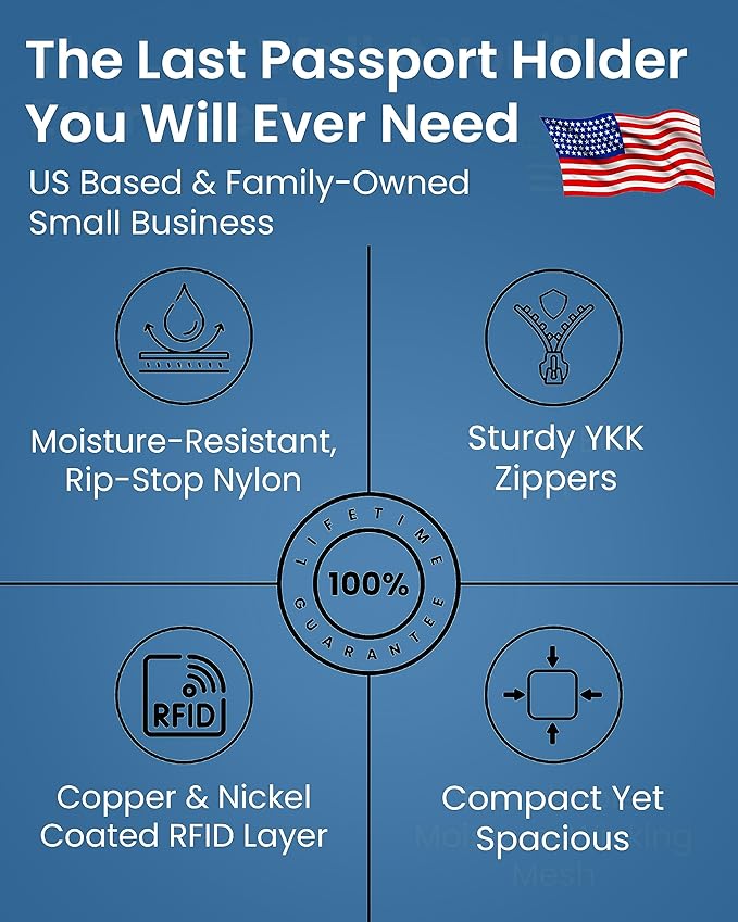 Passport Holder & Travel Wallet with RFID Blocking - Premium Document Organizer Case for Men and Women - Holds Passports, Cards, Tickets, ID, Cash - Compact Zippered Wallet - Rose