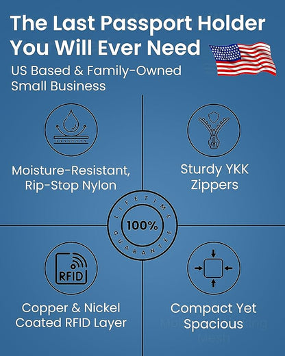 Passport Holder & Travel Wallet with RFID Blocking - Premium Document Organizer Case for Men and Women - Holds Passports, Cards, Tickets, ID, Cash - Compact Zippered Wallet - Rose