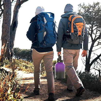 WATERSY 1 Gallon Water Bottle Insulated(Cold for 48 Hrs),BPA Free&Leak Proof,128oz Stainless Steel Water Jug,Big thermo,Large Water Bottle with Handle for Gym,Hiking,Camping&Travel,Purple