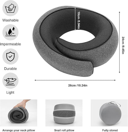 Travel Pillow for Airplane, Neck Pillow 100% Memory Foam with Comfortable Support for Long Flights, Cars, Trains Office & Home with Storage Box(Grey)