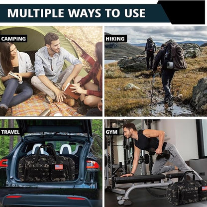 Tactical Gym Bag for Men，50L Large 3 in 1 Sports Duffle Bag with Shoes Compartment for Travel,Water Resistant Travel Backpack Weekender Overnight Bag with Wet Pocket for Women