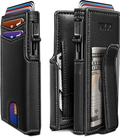 Men Wallet,with Money Clip Coins Pocket ID Window,Slim Front Pocket RFID Blocking Pop-up Card Holder 3.9"x 2.7", Gift Boxed
