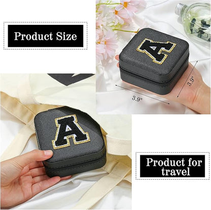 Parima Christmas Stocking Stuffers Travel Jewelry Box - Personalized Trendy Letter Jewelry Organizer Box for Girls, Travel Gifts for Teen Girls Trendy Stuff | Graduation Gifts - Letter C, Black