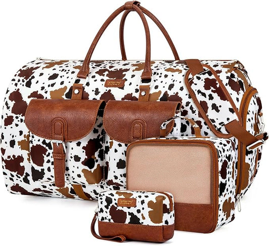 Garment Duffel Bag for Travel - Convertible Carry on Garment Duffel Travel Bag for Women Men Large Weekender Bag with Shoes Pouch 2 in 1 Hanging Suit Travel Duffel Bag 3pcs Set