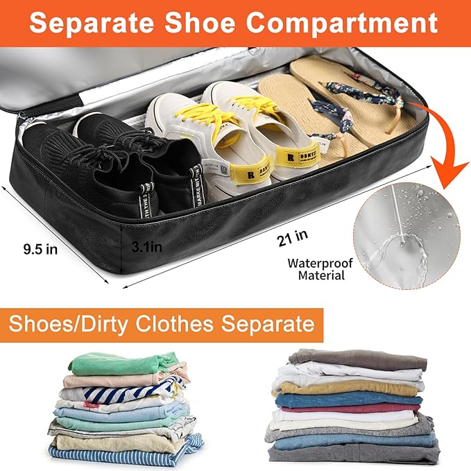 IBFUN Weekender Bags for Women, 21" Weekender Travel Bag, Travel Duffle Bag with Shoe Compartment Carry on Overnight Duffel Bag for Weekend Travel Business Trip