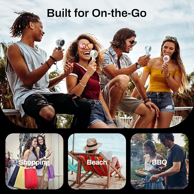 Misting Portable Handheld Fan, Powerful Turbo Motor, 6000mAh Rechargeable Battery, Personal Mini Fans with 4 Strong Wind, Cooling Gadgets for Travel, Camping, Beach, Outdoor, Gifts for Women Men-Ivory