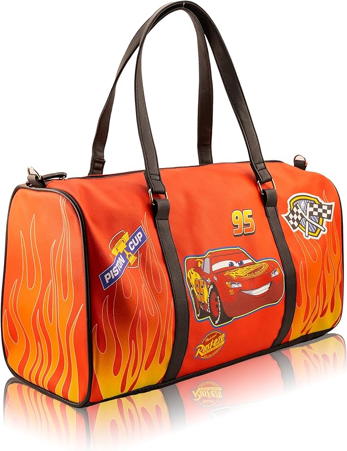 Disney Cars Lightning McQueen Mini Duffle Bag for Kids | Small Disney Travel Bag for Boys, Girls, Toddlers | Lightning McQueen Overnight Bag for Sleepovers, School, Sports | Ages 3+