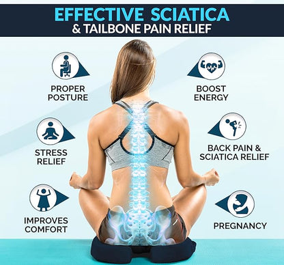 ComfiLife Gel Enhanced Seat Cushion – Office Chair Cushion – Non-Slip Gel & Memory Foam Coccyx Cushion for Tailbone Pain - Desk Chair Car Seat Cushion Driving - Sciatica & Back Pain Relief (Navy)