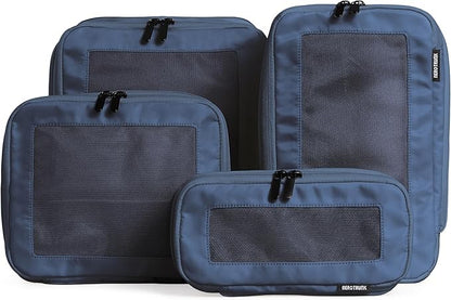Aerotrunk Compression Packing Cubes for Travel - Luggage Organizer Bags - Double Zipper Packing Cubes for Suitcases (4-Pack, Dark Blue)