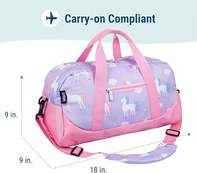 Wildkin Kids Overnighter Duffel Bag – Carry-On Size, Ideal for School & Sleepovers – Unicorn