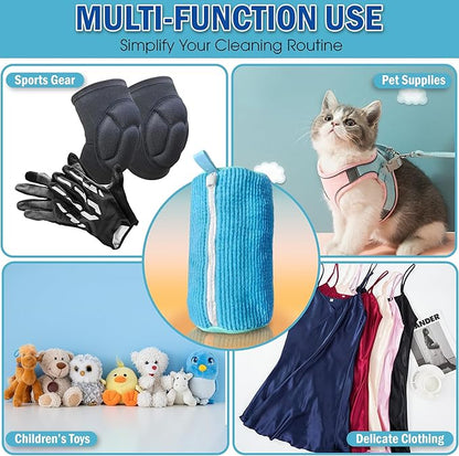 Shoe Washing Machine Bag - 2Pcs Reusable Shoe Laundry Bag for Washing Machine & Dryer Shoe Washing Bag for Sneakers, Tennis Shoes & Stain Removal (Blue)