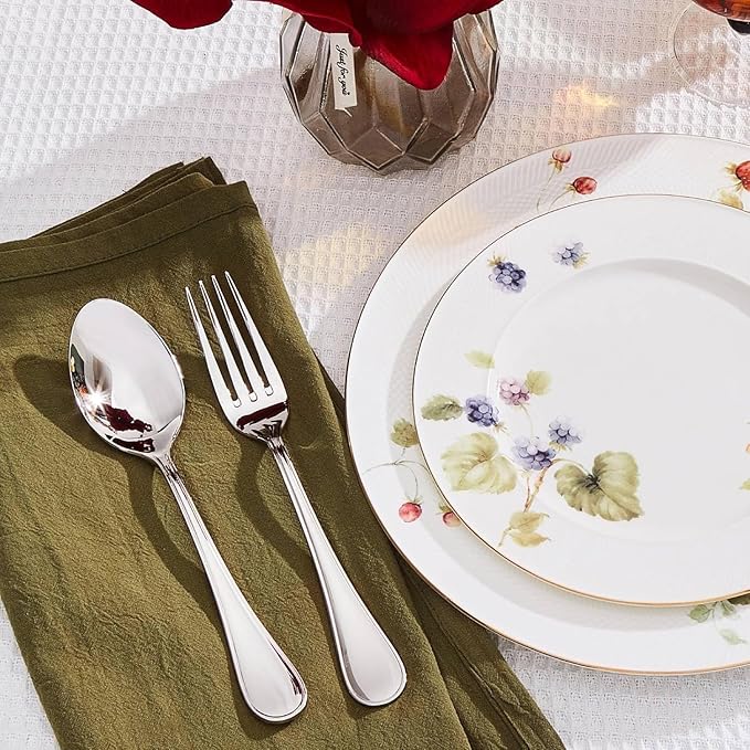 KINGSTONE 30 Piece Teardrop Silverware Set for 6, 18/10 Stainless Steel Flatware Set, Modern Design Cutlery Set for Home/Hotel/Wedding,Mirror Polished and Dishwasher Safe