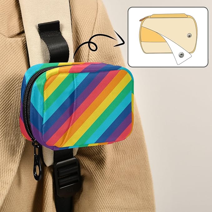 Pill Organizer Box Case Weekly Travel Pill Container Cute Pill Holder 7Day Vitamin Organizer Pill Dispenser Sorter Planner Storage Small Compact Rainbow Stripes12