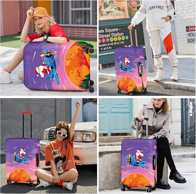 FOREVER QUEEN Santa Claus - Travel Luggage Cover Suitcase Protector Suitcase Cover Anti-Scratch,Stretchable Bag Cover Washable Durable Polyester