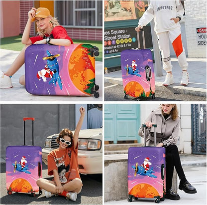 FOREVER QUEEN Santa Claus - Travel Luggage Cover Suitcase Protector Suitcase Cover Anti-Scratch,Stretchable Bag Cover Washable Durable Polyester