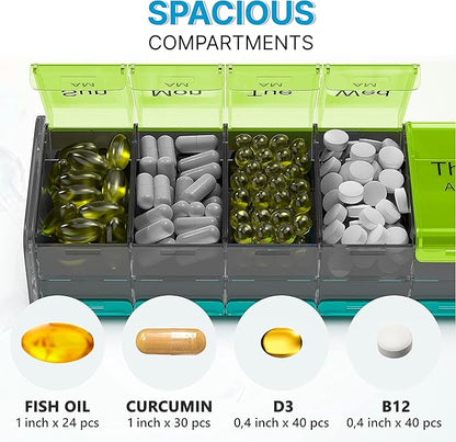 Extra Large Pill Organizer- XXL Pill Box 7 Day - Weekly Pill Organizer with AM PM Large Compartments Big Pill Case for Supplements Jumbo Pill Holder for Vitamins Huge Medicine Organizer 2 Times a Day
