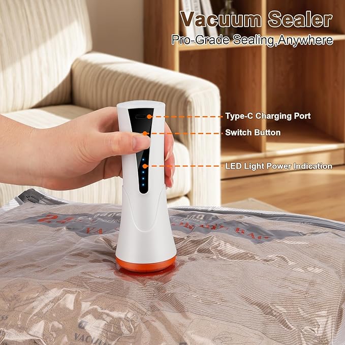 Travel Vacuum Bags with Pump - 15 Pack Space Saver Bag for Travel & Home, Clothes, Bedding, Blankets, Seasonal Storage