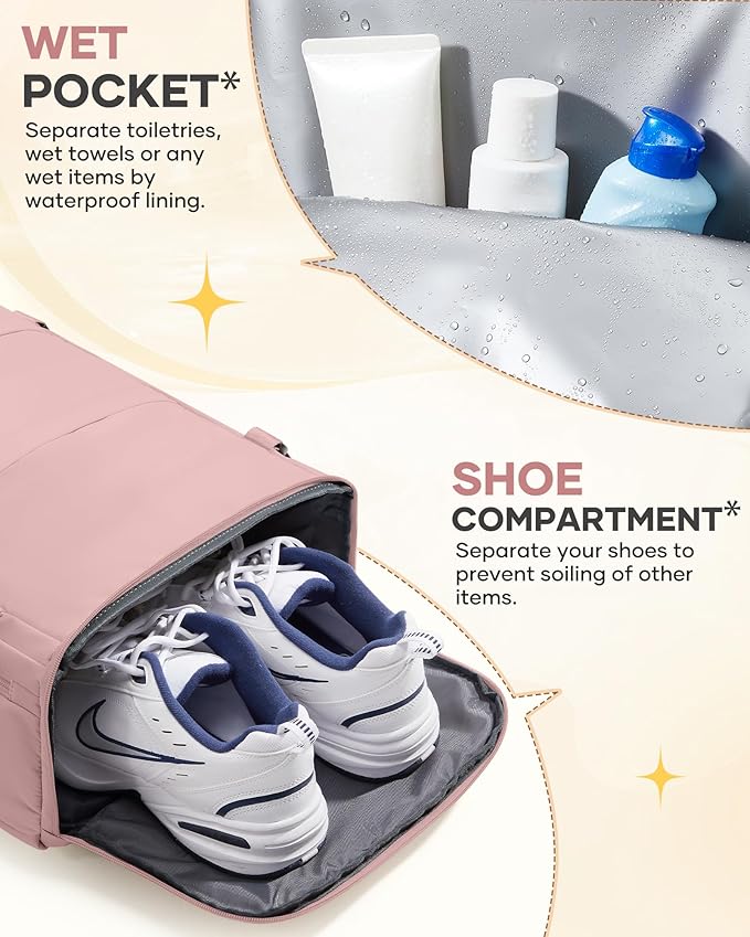 coofay Personal Item Travel Backpack for Women Airline Approved Carry on Backpack Flight Approved Waterproof Sports Luggage Backpack Casual Daypack Small Hiking Backpack Pink Backpack