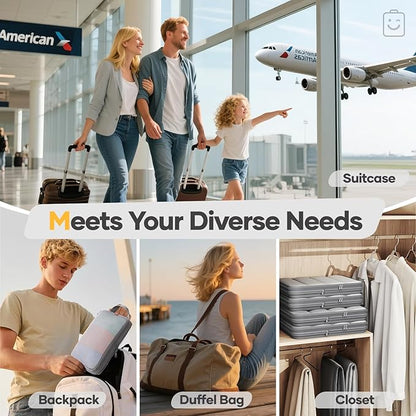 Veken 9/11 Set Compression Packing Cubes for Travel Essentials,Compressible Expandable Large Luggage Suitcase Organizer Bags for Clothing,Durable Space Saver Storage Bags with Toiletry Bags(Gray)