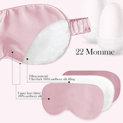SilkDream 100% Mulberry Silk Sleep Mask Eye Mask for Sleeping 22 Momme Nature 6A Real Silk Gifts for Women&Men Pink