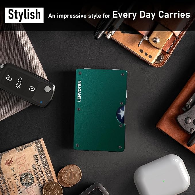 Minimalist Wallet for Men, Metal Wallet with Money Clip, Slim Compact Wallet, RFID Blocking Card Holder, Metal Aluminum Credit Card Holder, Holds up to 20 Cards