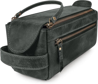 LUXEORIA Genuine Leather Toiletry Bags for Men and Women, Handmade Premium Leather Dopp Kit and Shaving Bag, Cosmetic Bag for Womens and Mens, Travel Essentials & Organizers