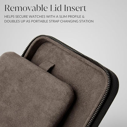 TAWBURY 3 Watch Case with Storage Compartment – Top-Grain Leather Watch Travel Case for Men | Leather Watch Roll Travel Case | Travel Watch Cases for Men | Travel Watch Box for Men Leather