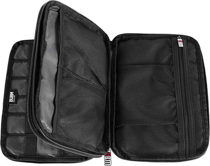 BUBM Double Layer Electronic Accessories Organizer, Travel Gadget Bag for Cables, USB Flash Drive, Plug and More, Perfect Size Fits for iPad Mini (Medium, Black)