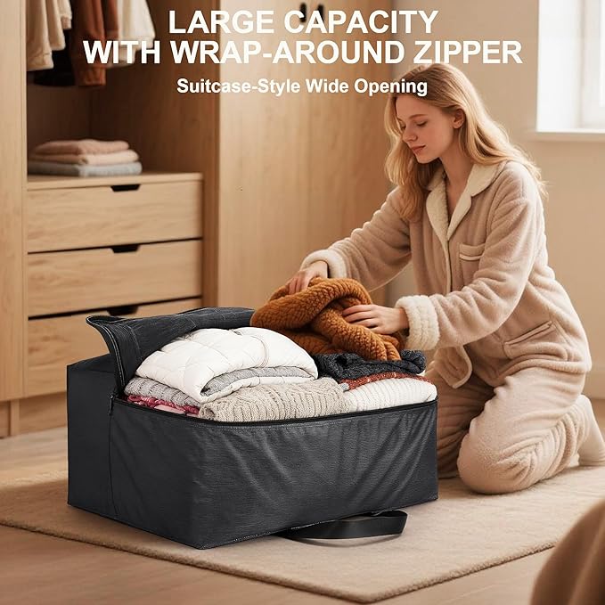 SUNUP Large Duffle Bag for Travel, 80L Foldable Travel Duffel Bag for Men Women, Waterproof Overnight Weekender Moving Storage Bags, Black