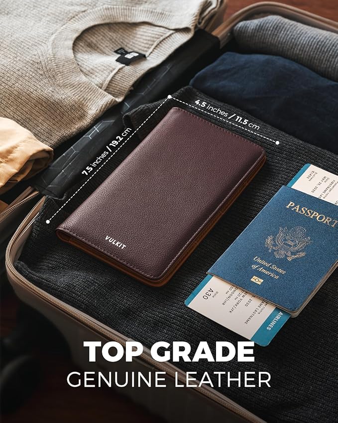 VULKIT Passport Holder Wallet RFID Blocking Travel Wallet for Men & Women