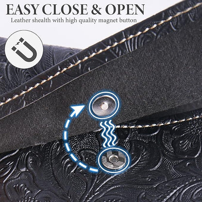 Pill Organizer,Haecsfl Weekly Travel Pill Case Box Medication Reminder Daily AM PM, Day Night 7 Compartments,for 4 Times A Day, 7 Days a Week-Includes Leather PU Carrying Case(1-Carved Black)