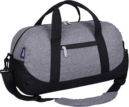 Wildkin Kids Overnighter Duffel Bag – Carry-On Size, Ideal for School & Sleepovers – Grey Tweed