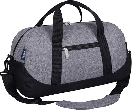 Wildkin Kids Overnighter Duffel Bag – Carry-On Size, Ideal for School & Sleepovers – Grey Tweed