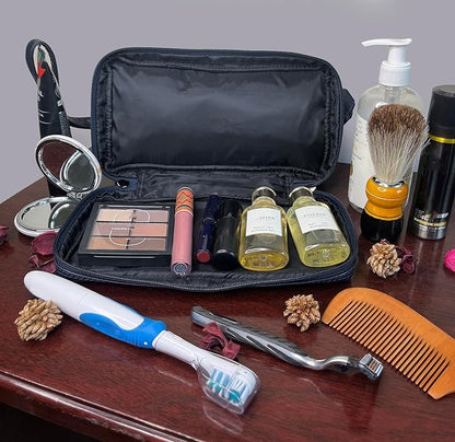 RUSTIC TOWN Leather Toiletry Bag for Men - Travel Gift Shaving Ditty Kit - Bathroom Shower Toiletries Organizer - Cosmetic Makeup Bag for Women