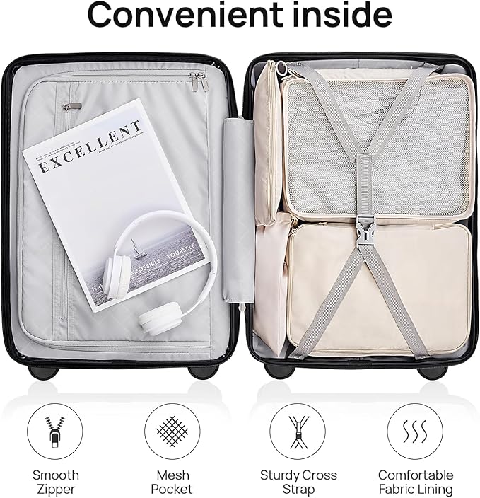 NINETYGO Medium Checked Luggage 24 Inch, Checking In Luggage with Smooth Spinner Wheels, Expandable, Hard Shell PC+ABS Suitcase, Lightweight Travel Luggage, TSA Approved (Grey, Andes)